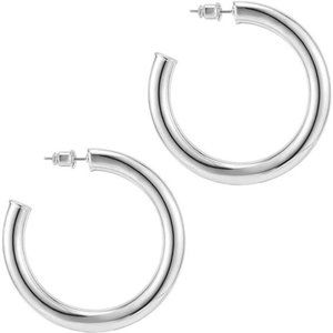 14K Gold Plated Lightweight Chunky Open Hoops | Hoop Earrings for Women